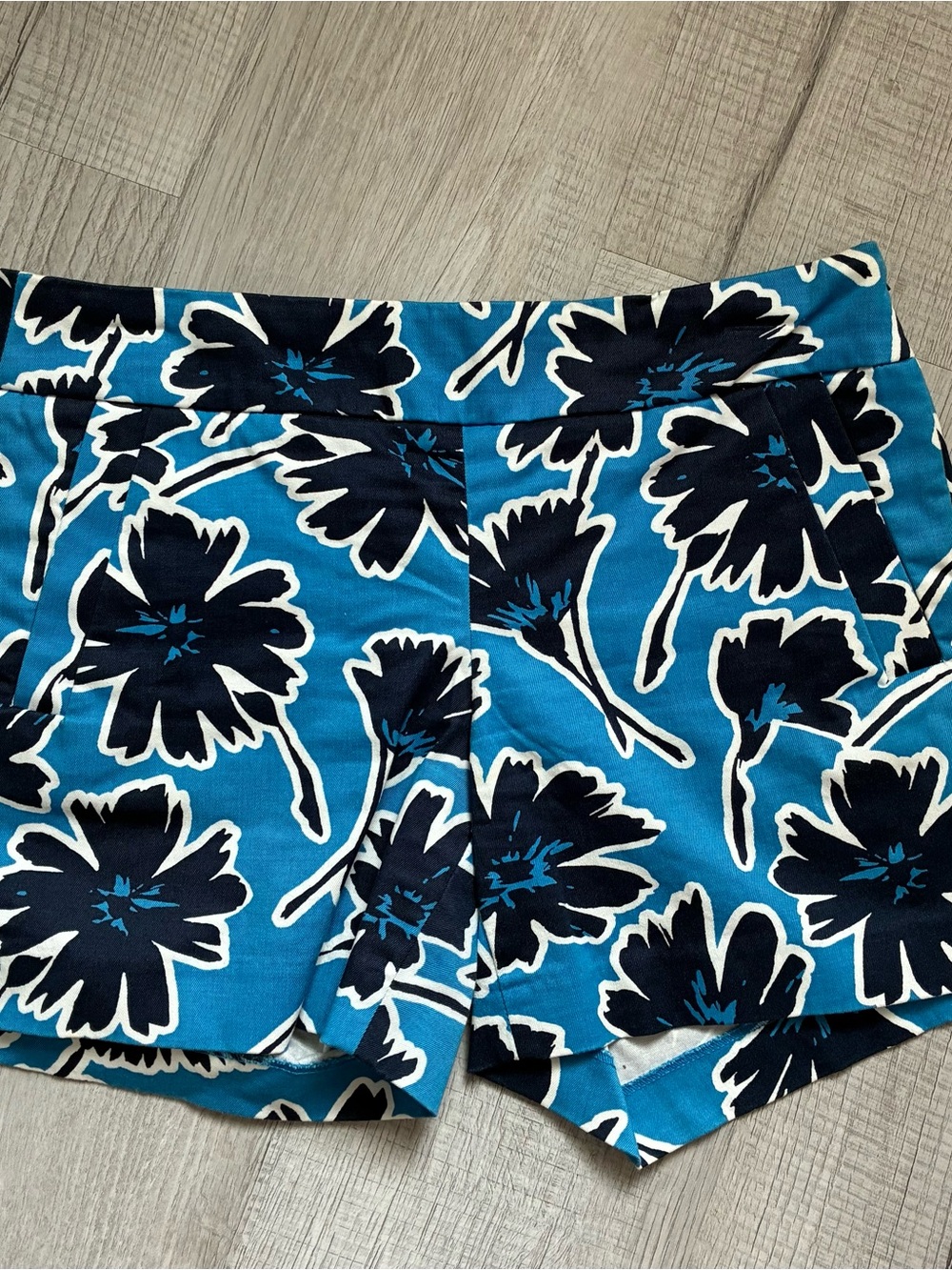 J.Crew Women's Casual Shorts – Turquoise and Navy Floral Print size 2